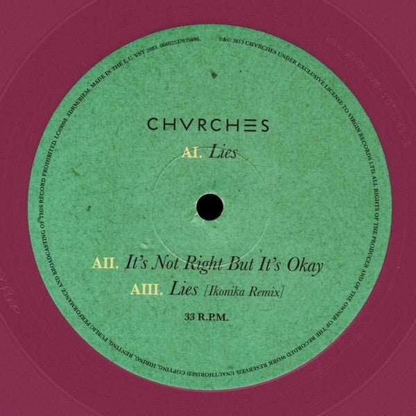 Chvrches : Lies (12", Single, Pur)
