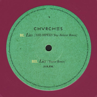 Chvrches : Lies (12", Single, Pur)
