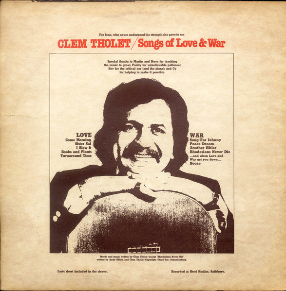 Clem Tholet : Songs Of Love And War (LP, Album)