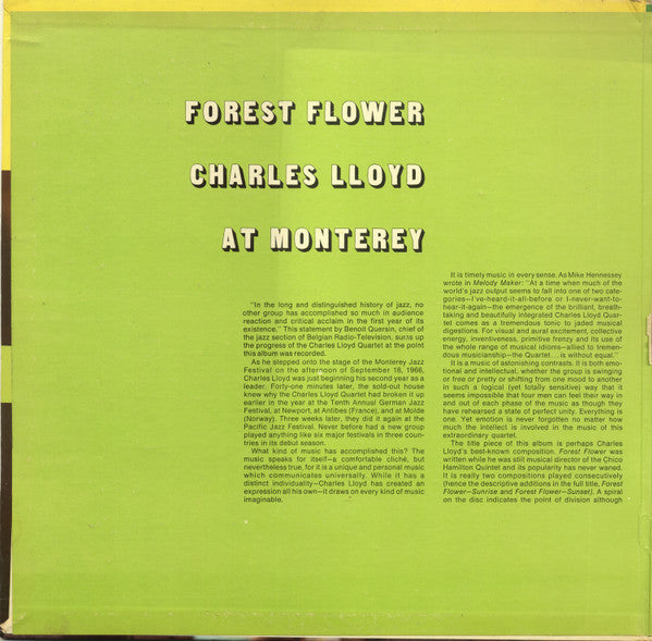 Charles Lloyd : Forest Flower (LP, Album, Mono, Gat)