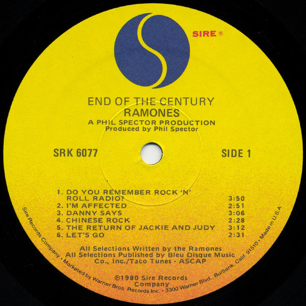 Ramones : End Of The Century (LP, Album, Win)