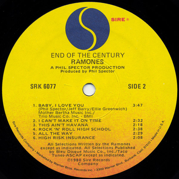Ramones : End Of The Century (LP, Album, Win)
