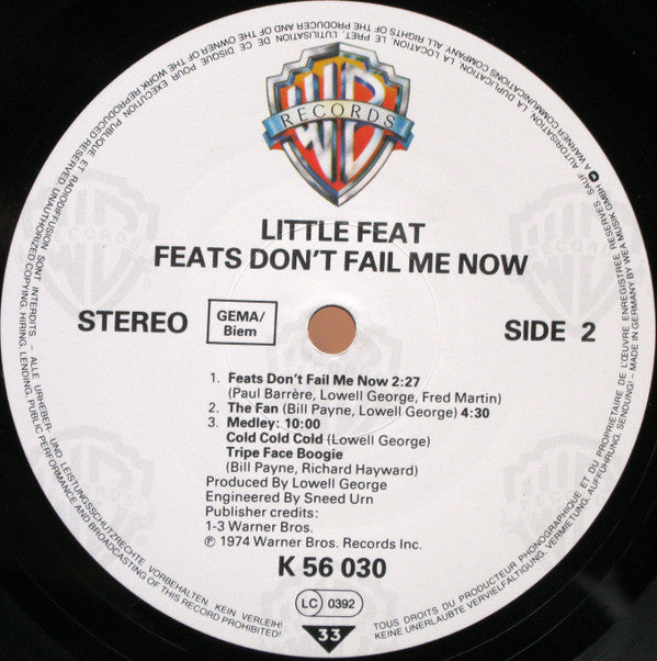 Little Feat : Feats Don't Fail Me Now (LP, Album, RE)