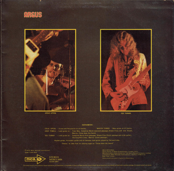 Wishbone Ash : Argus (LP, Album, RE, Bla)