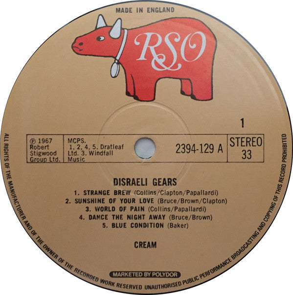 Cream (2) : Disraeli Gears (LP, Album, RE, Lig)