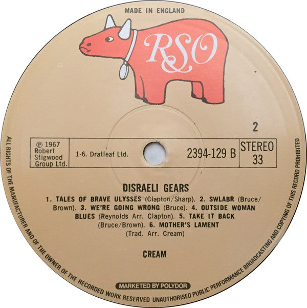 Cream (2) : Disraeli Gears (LP, Album, RE, Lig)