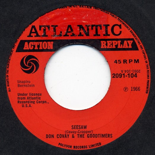 Don Covay & The Goodtimers : Seesaw (7", Single)