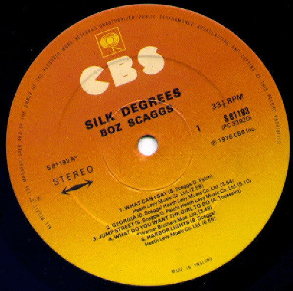 Boz Scaggs Silk Degrees LP, Album (VG+ / VG+) Dig Vinyl