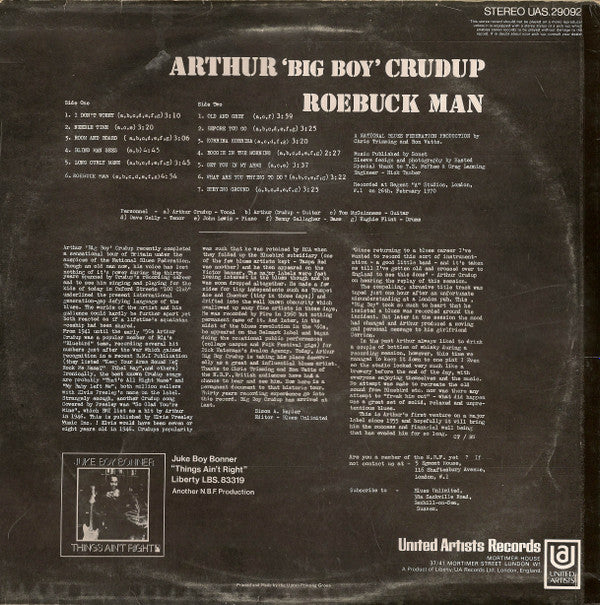Arthur "Big Boy" Crudup : Roebuck Man (LP, Album)