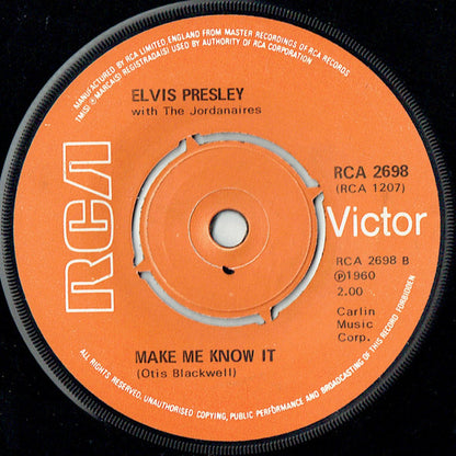 Elvis Presley : It's Now Or Never / Make Me Know It (7", Single, RE)