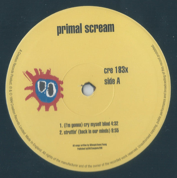 Primal Scream : (I'm Gonna) Cry Myself Blind (10", Single)