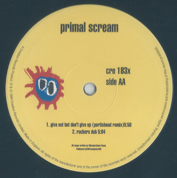 Primal Scream : (I'm Gonna) Cry Myself Blind (10", Single)