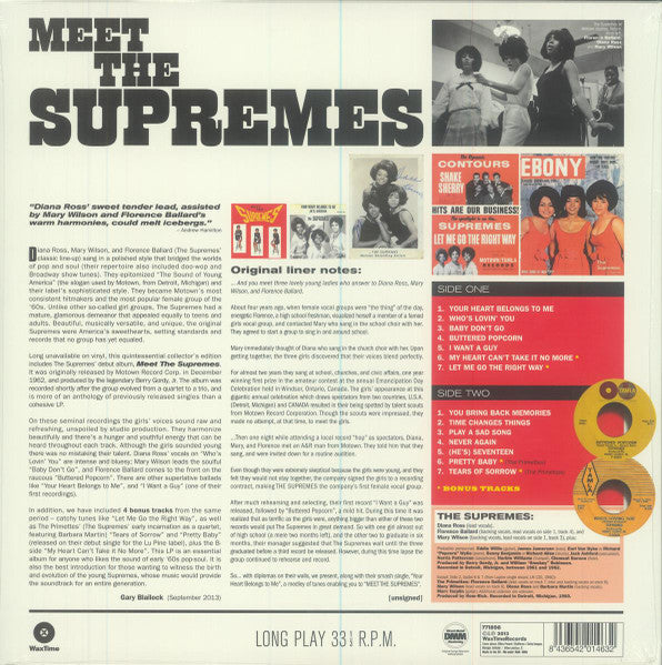 The Supremes : Meet The Supremes (LP, Album, RE, 180)