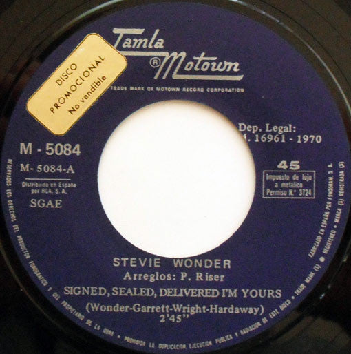 Stevie Wonder : Signed, Sealed, Delivered I'm Yours / Never Had A Dream Come True (7", Single, Promo)