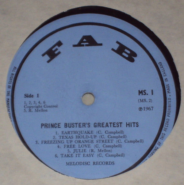 Prince Buster : Fabulous Greatest Hits (LP, Comp)