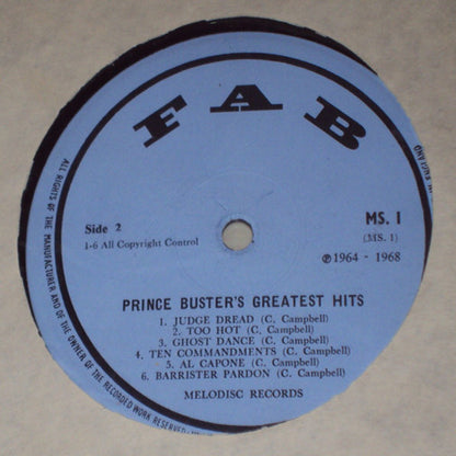 Prince Buster : Fabulous Greatest Hits (LP, Comp)