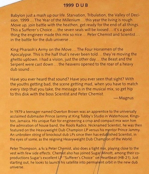 Scientist vs Peter Chemist : 1999 Dub (LP)