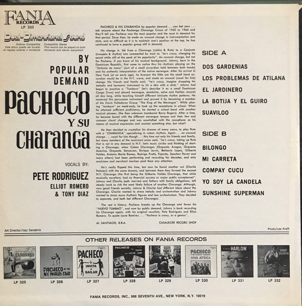 Pacheco Y Su Charanga : By Popular Demand = Por Demanda Popular (LP, RE)