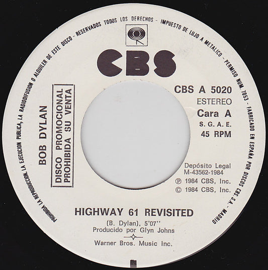 Bob Dylan : Highway 61 Revisited (7", S/Sided, Promo)