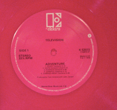 Television : Adventure (LP, Album, RE, RP, Red)