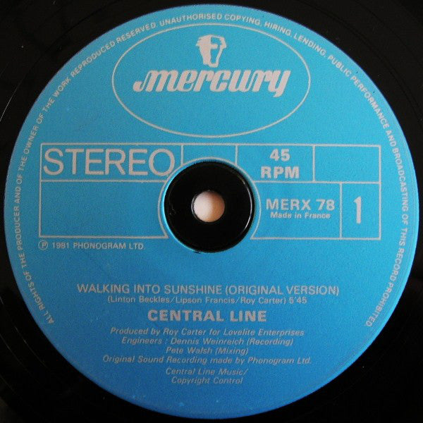 Central Line : Walking Into Sunshine (12", Single, Ori)