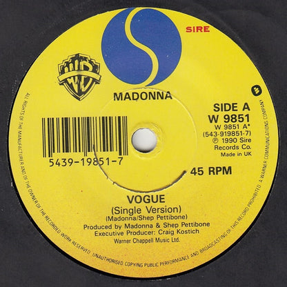 Madonna : Vogue (7", Single, Sol)