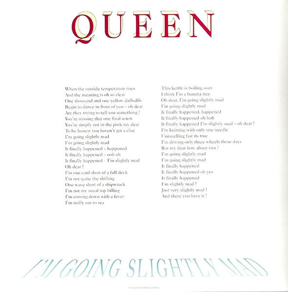 Queen : I'm Going Slightly Mad (12", Single)