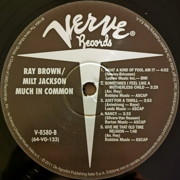 Ray Brown / Milt Jackson : Much In Common (LP, Album, RE, 180)