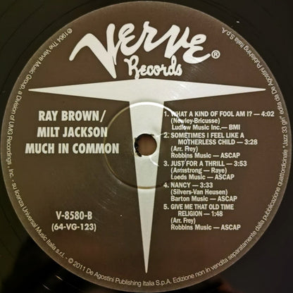 Ray Brown / Milt Jackson : Much In Common (LP, Album, RE, 180)