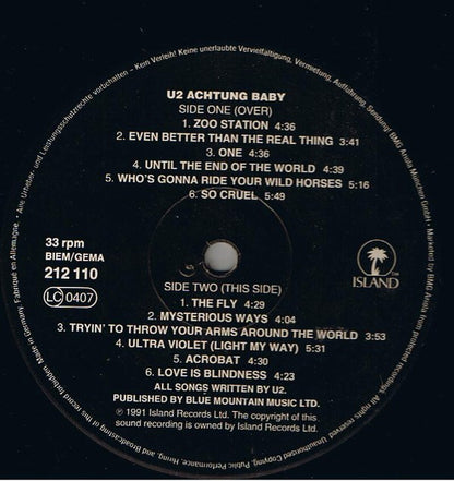 U2 : Achtung Baby (LP, Album, Son)