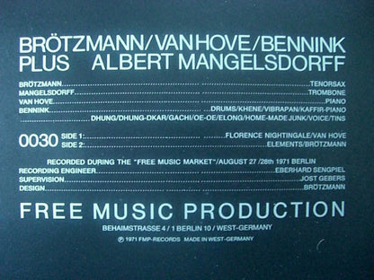Brötzmann / Van Hove / Bennink Plus Albert Mangelsdorff : Elements (LP, RE)