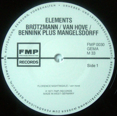 Brötzmann / Van Hove / Bennink Plus Albert Mangelsdorff : Elements (LP, RE)