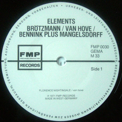 Brötzmann / Van Hove / Bennink Plus Albert Mangelsdorff : Elements (LP, RE)