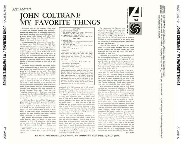 John Coltrane : My Favorite Things (CD, Album, Mono, RE, RM)