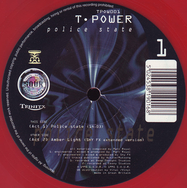 T·Power* : Police State (Part 1) (12", Ltd, Num, Red)