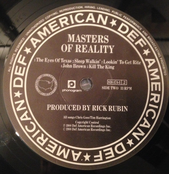 Masters Of Reality : Masters Of Reality (LP, Album, Gat)