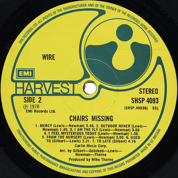 Wire : Chairs Missing (LP, Album, Lil)