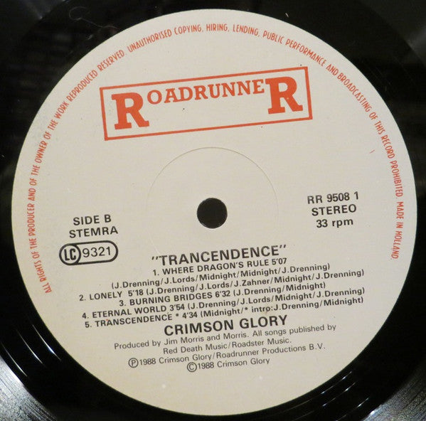 Crimson Glory : Transcendence (LP, Album)