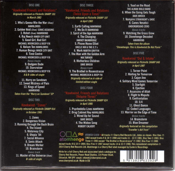 Hawkwind : The Flicknife Years • 1981-1988 (CD, Album, RE, RM + CD, Album, RE, RM + CD, Album,)