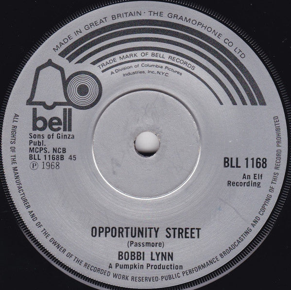 Bobbi Lynn : Earthquake / Opportunity Street (7", Single, RE, Sol)