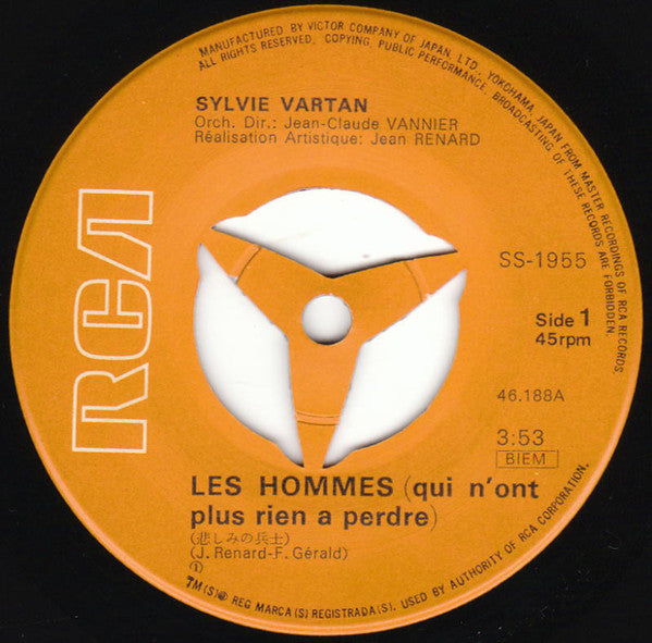 Sylvie Vartan : Les Hommes Qui N'ont Plus Rien A Perdre (7", Single, ¥40)