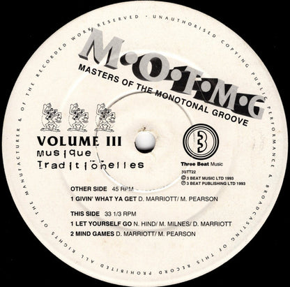 Masters Of The Monotonal Groove : Volume III (12")