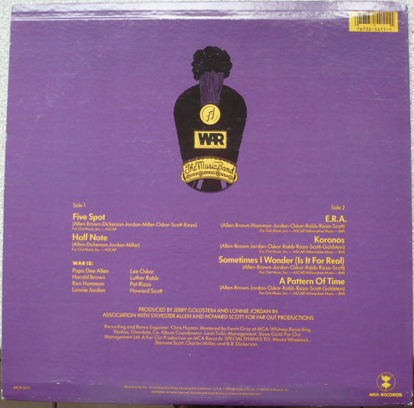 War : The Music Band Jazz (LP, Album, Glo)