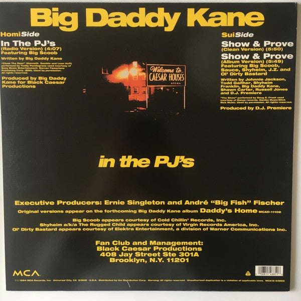 Big Daddy Kane : In The PJ's (12", Single)