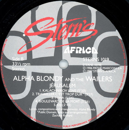 Alpha Blondy And The Wailers : Jerusalem (LP, Album)