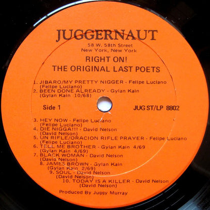 The Original Last Poets* : Right On! (Original Soundtrack) (LP, Album)