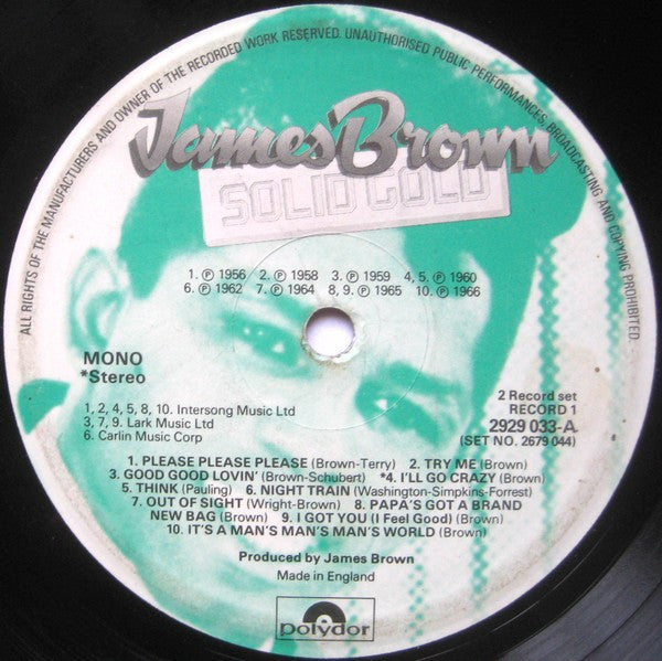 James Brown : Solid Gold (30 Golden Hits 21 Golden Years) (2xLP, Album, Comp, Mono, Gat)