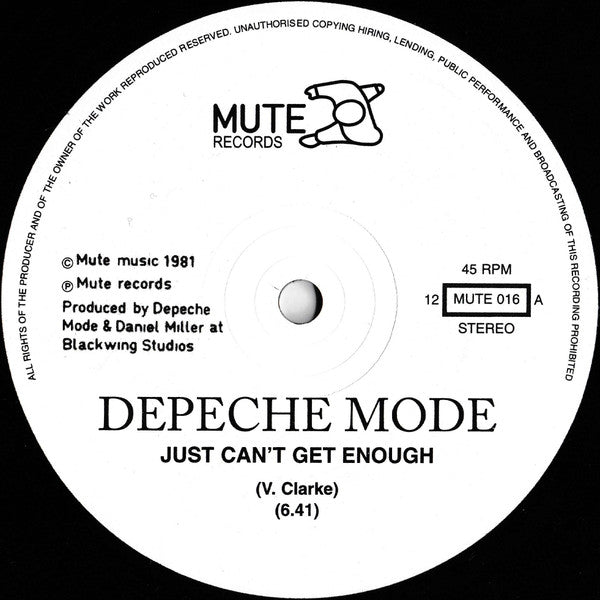 Depeche Mode : Just Can't Get Enough (Schizo Mix) 12