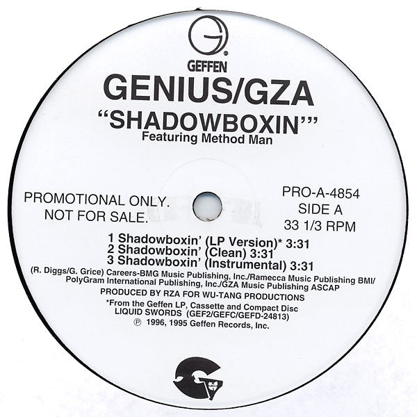 Genius* / GZA Shadowboxin’ / 4th Chamber 12", Promo (VG / VG+) Dig Vinyl