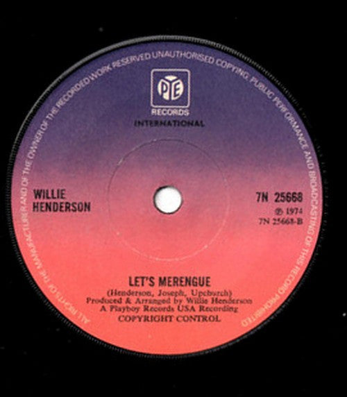 Willie Henderson : Gangster Boogie Bump / Let's Merengue (7", Single, Mono, Sol)